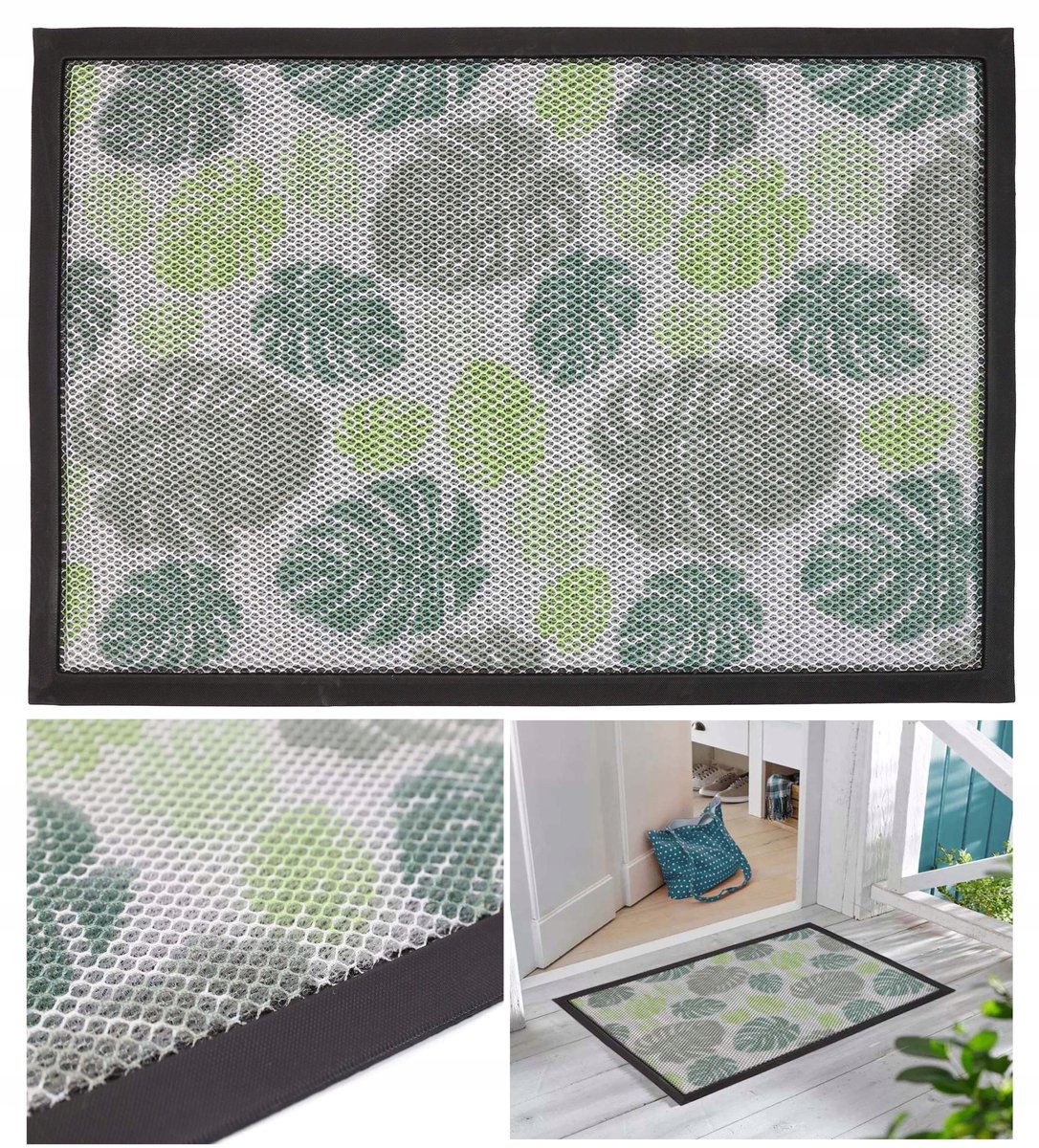 Merkloos Antislip Deurmat 3D Net met Rand - Absorberend & Duurzaam 60x90 cm