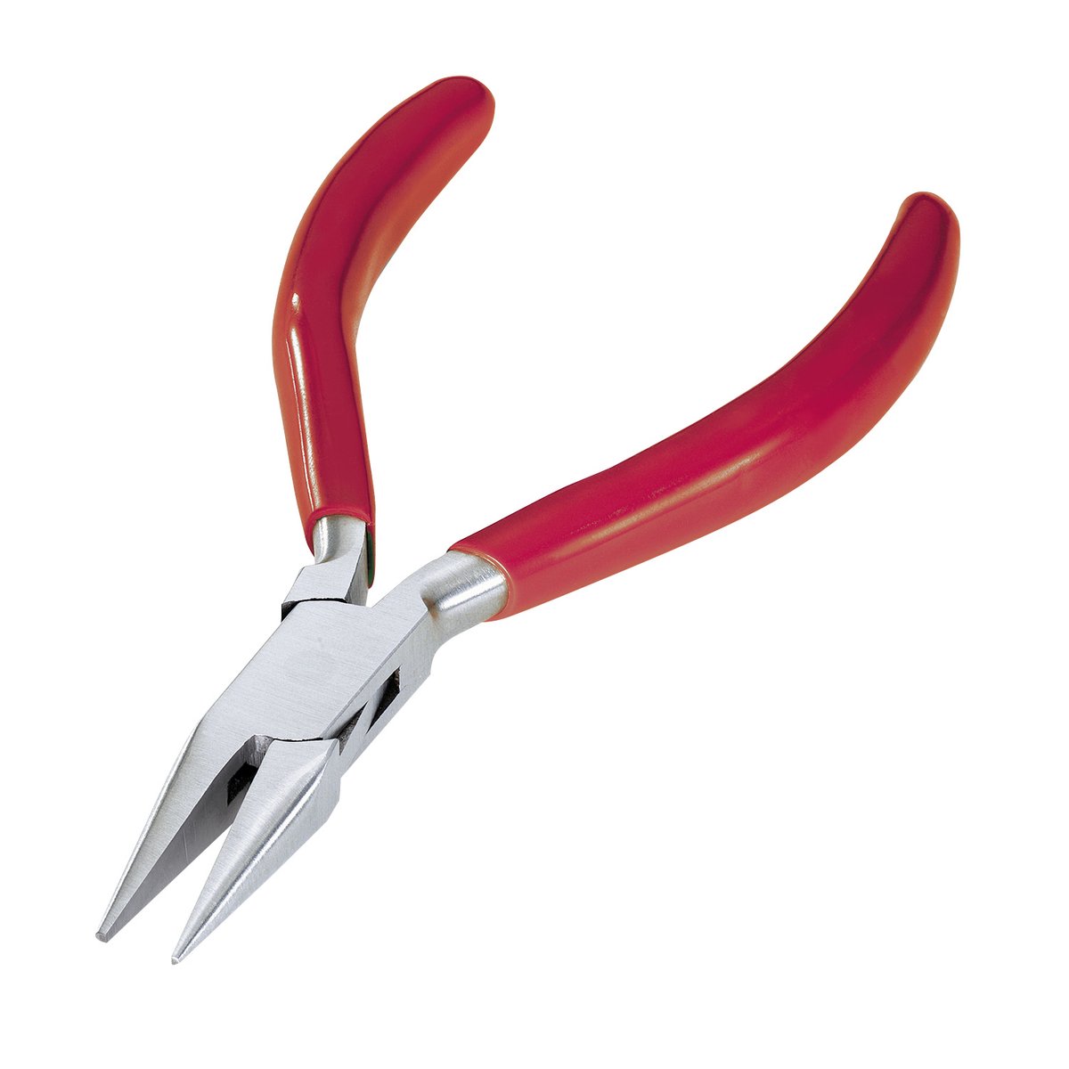 Platbektang met rode, kunststof beklede handgrepen, recht, gepolijst, 130 mm