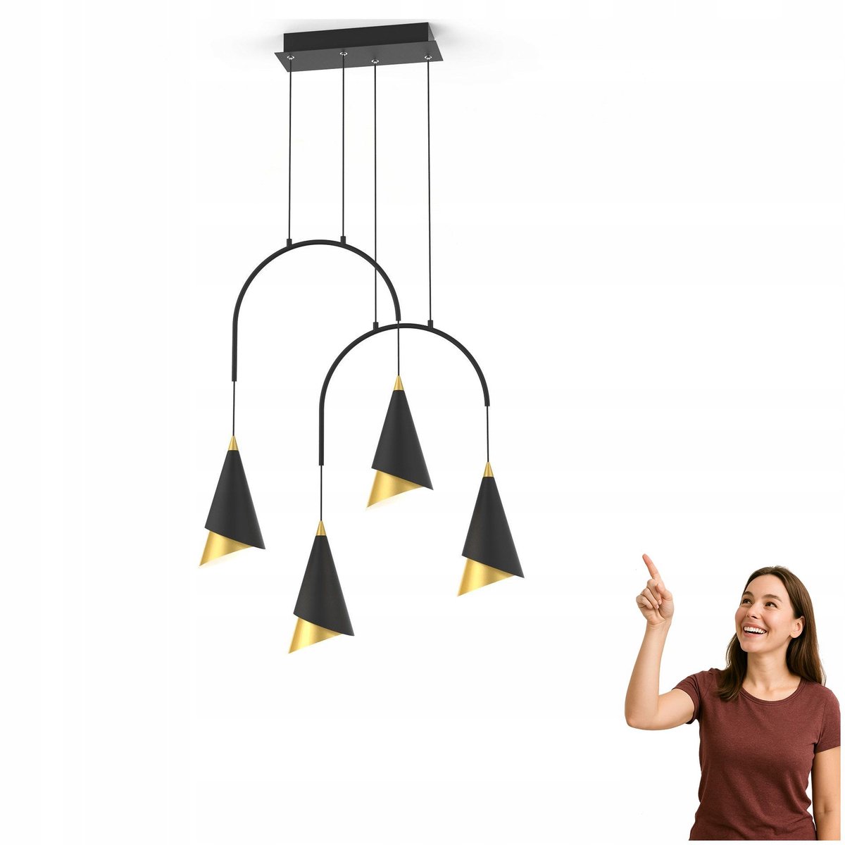 Raalto Hanglamp PND-433128-3 - Modern Zwart/Goud LED