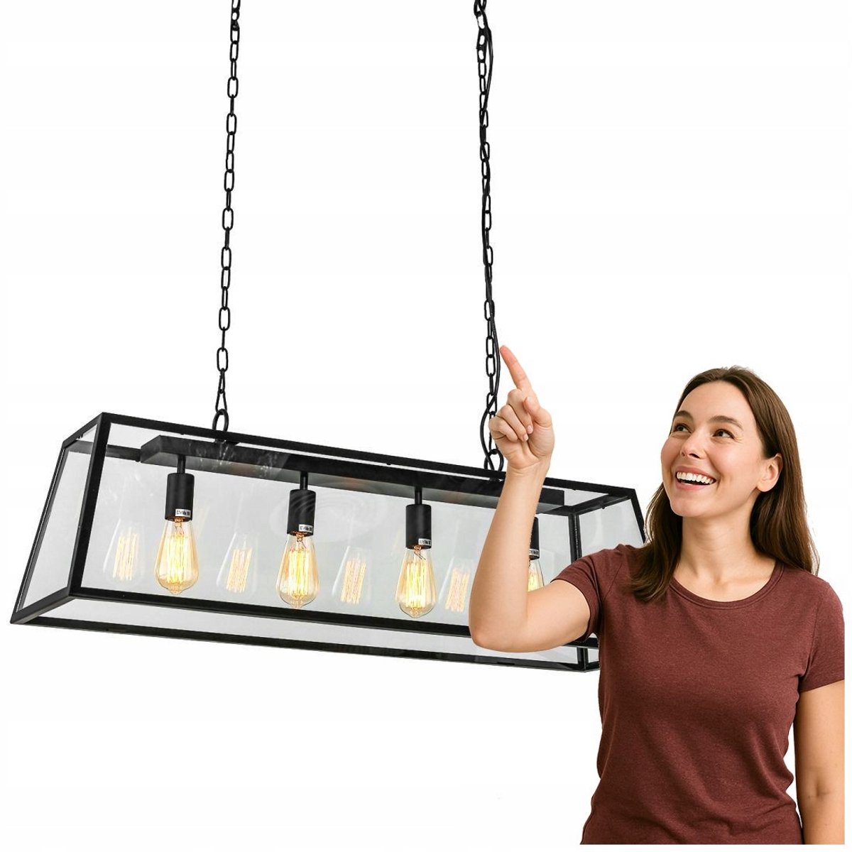 Laverno Hanglamp Zwart 4-lichts Industrieel - Italux