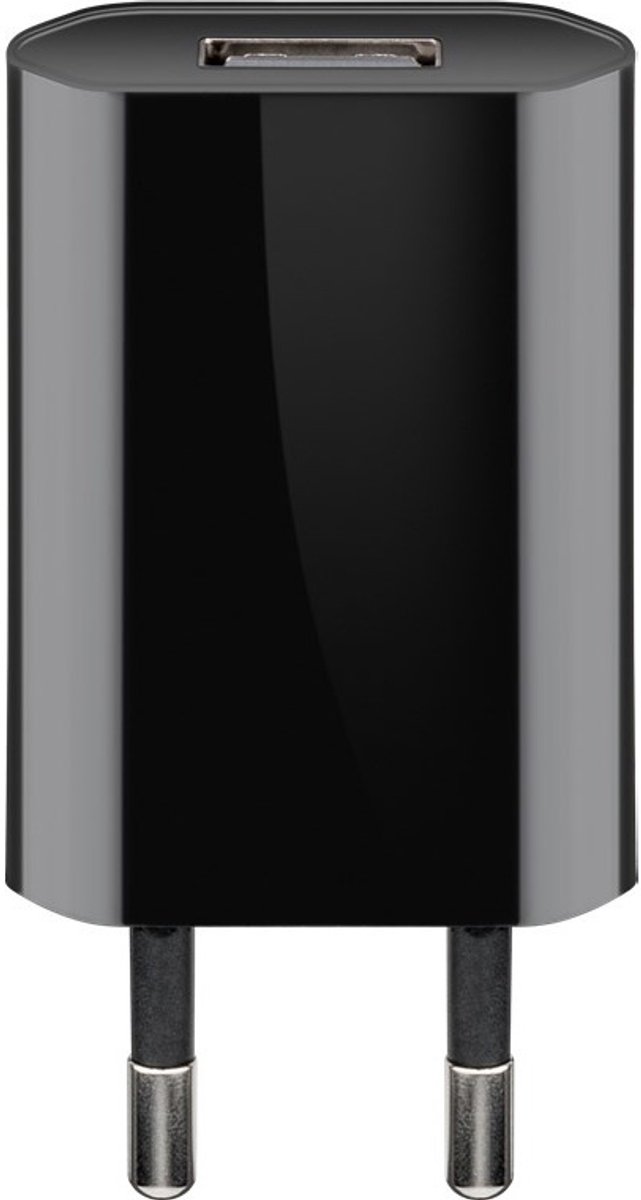 USB-A-adapter - USB-A-lader - 1 poorts - Slim - 1000mA - Zwart