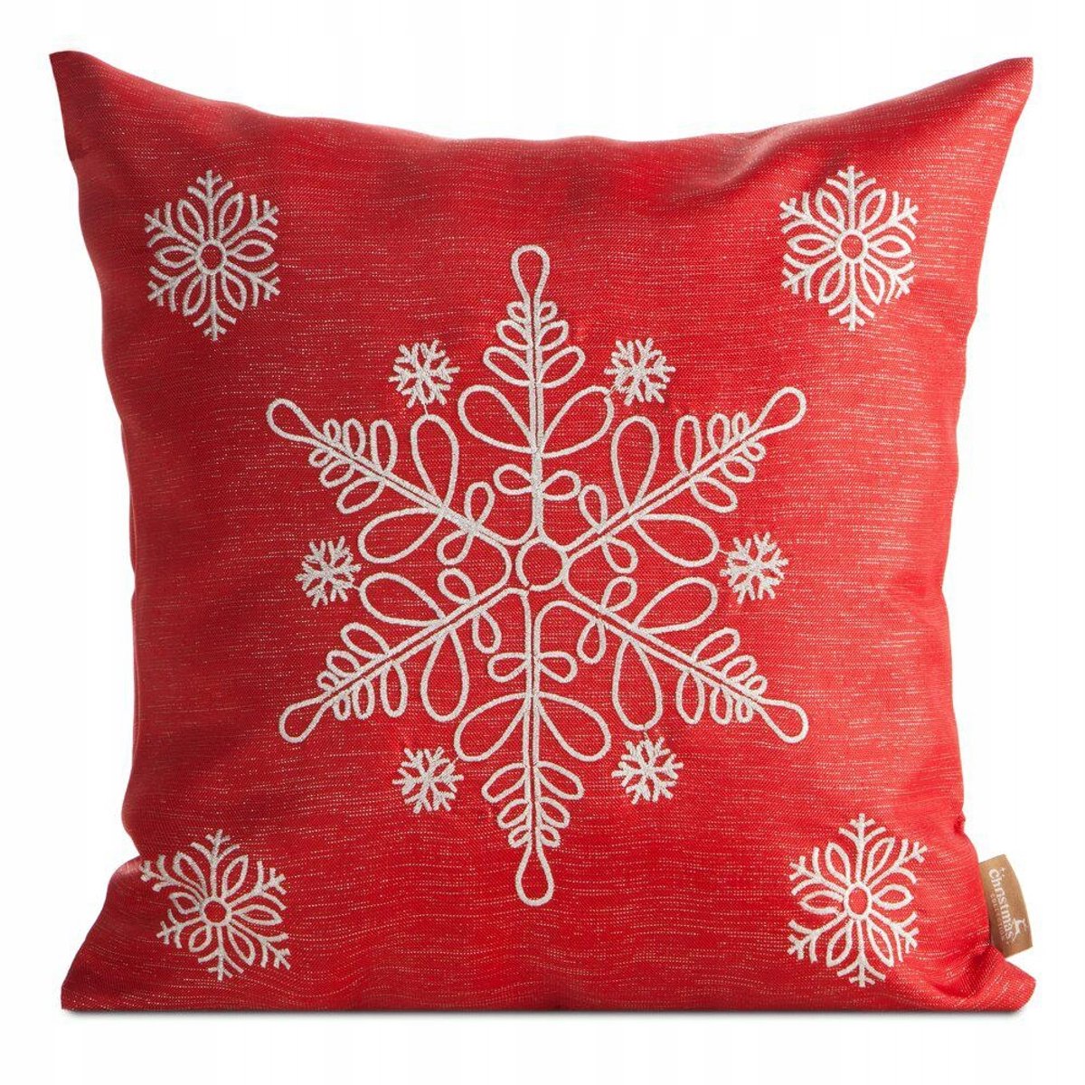 Kerst Kussenhoes Decoratief 45x45cm - Rood/Zilver met Rits