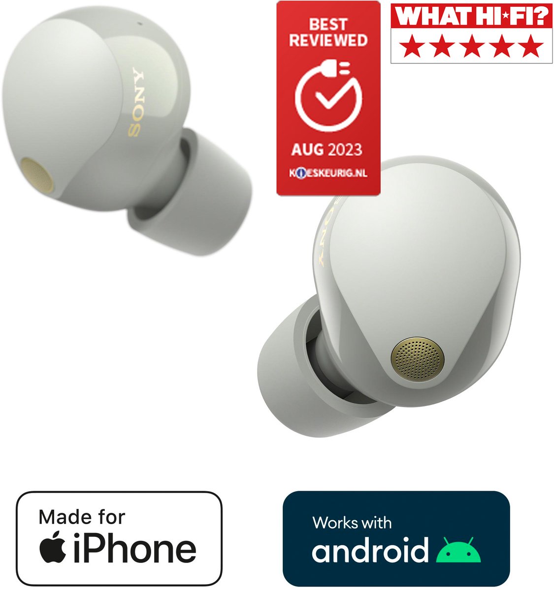 Sony WF-1000XM5 - Volledig draadloze oordopjes met Noise Cancelling - Zilver – foto 2