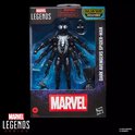 Marvel Legends Dark Avengers Spider-Man actiefiguur in verpakking, met witte spinnenlogo en zes extra armen.