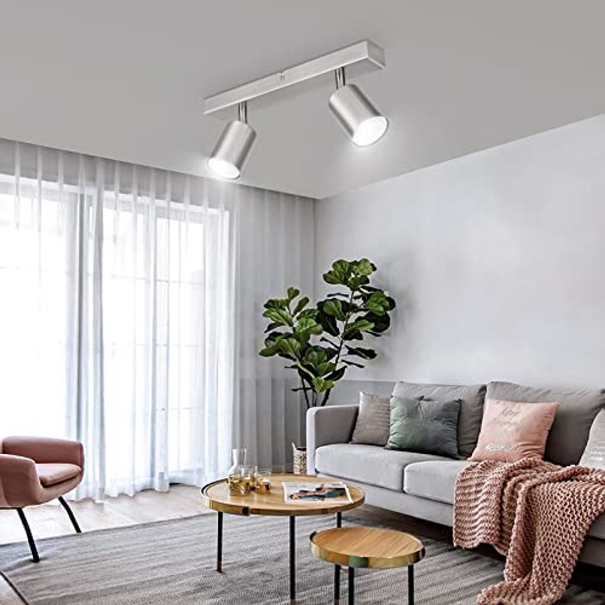 Plafondlamp met Draaibare GU10 Fitting - 2-Lichts Spotjes voor Opbouw en Plafondmontage