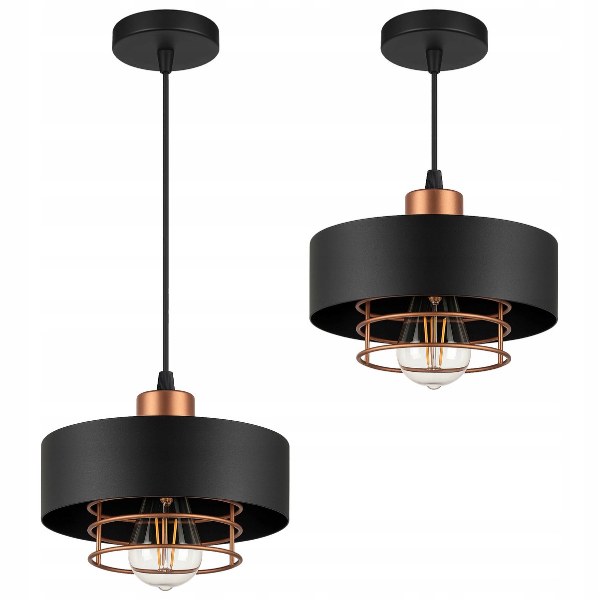 Loft Hanglamp E27 Zwart Koper Metaal 20cm - Modern Industrieel