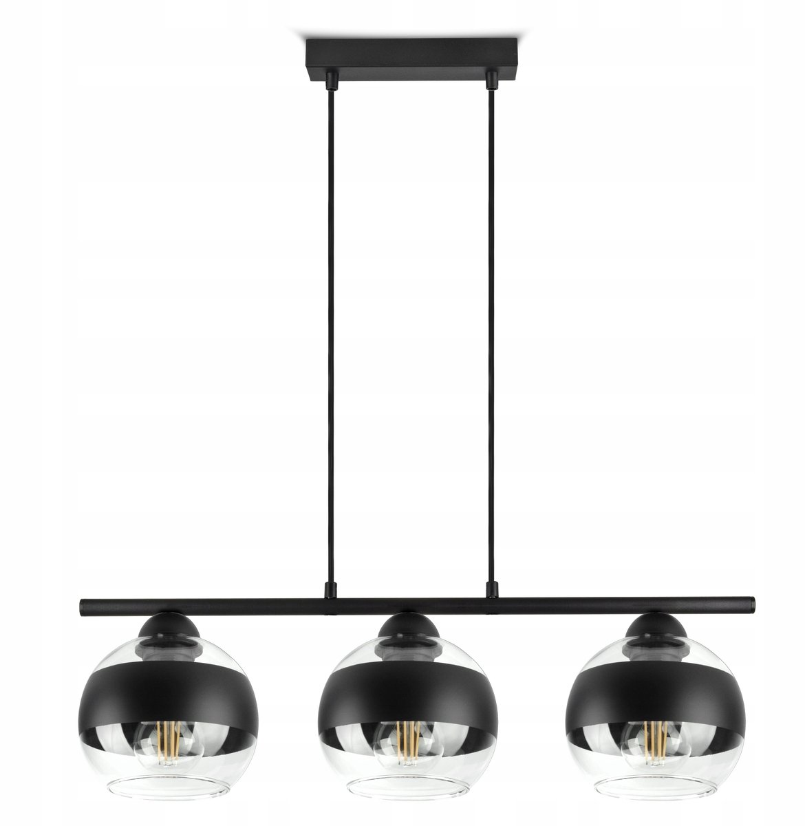 Zwarte Plafondlamp met Glazen Bollen - LED E27 - Verstelbaar