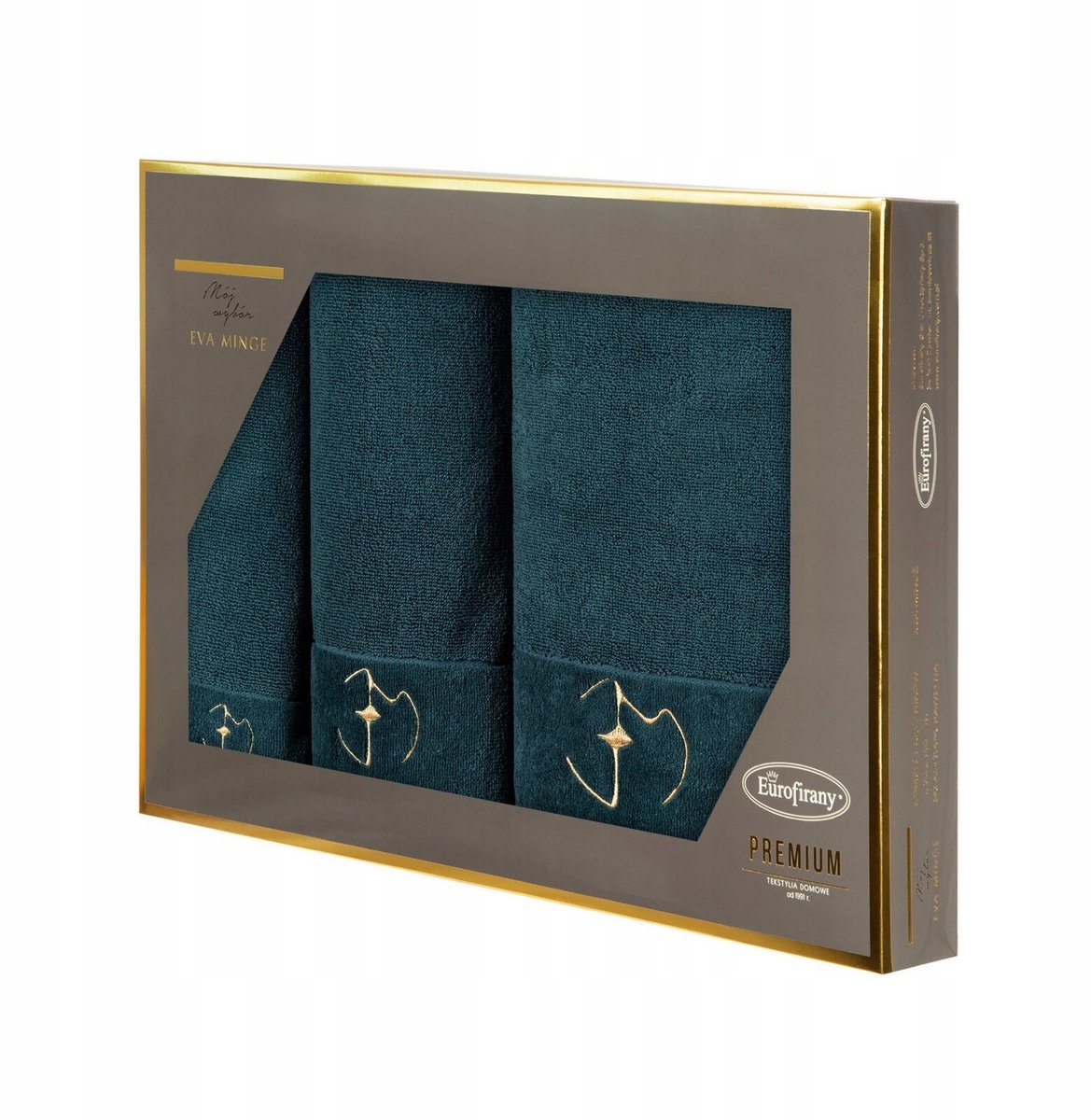 Set van 3 Gaja Handdoeken: Donkergroen (30x50, 50x90, 70x140 cm)