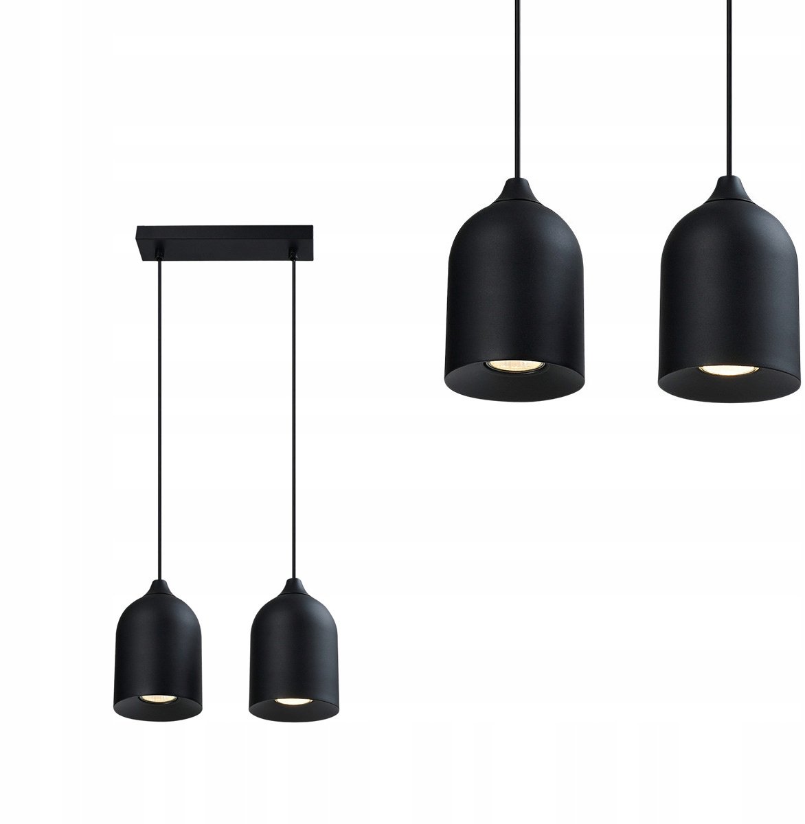 Nilo Zwarte Metalen Hanglamp 2xGU10 voor Eettafel - Modern