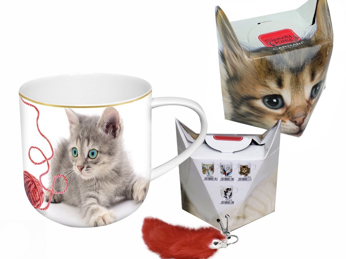 Sweety Kitty Mok met Staart Doos - 500ml Porselein