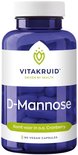 Vitakruid D-Mannose, 90 vegan capsules in blauwe pot. Bevat 500 mg D-Mannose per capsule. Komt voor in cranberry.