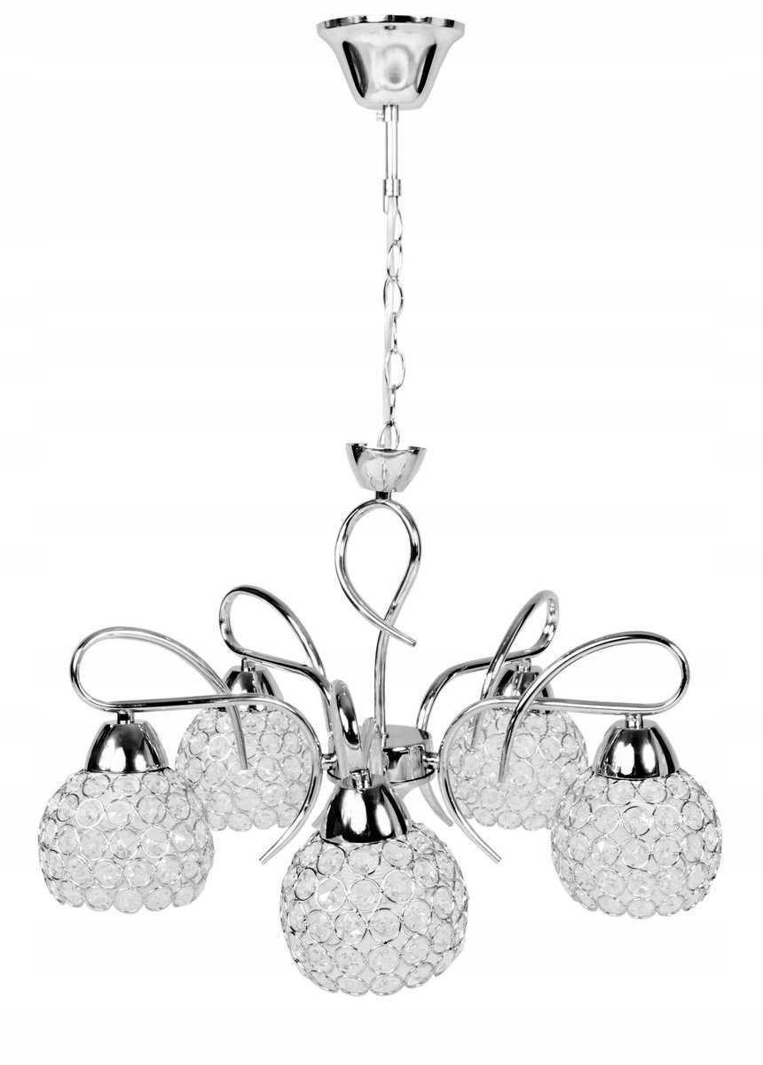 Hanglamp Kristal Chroom - 5xE27 - 50cm Breed
