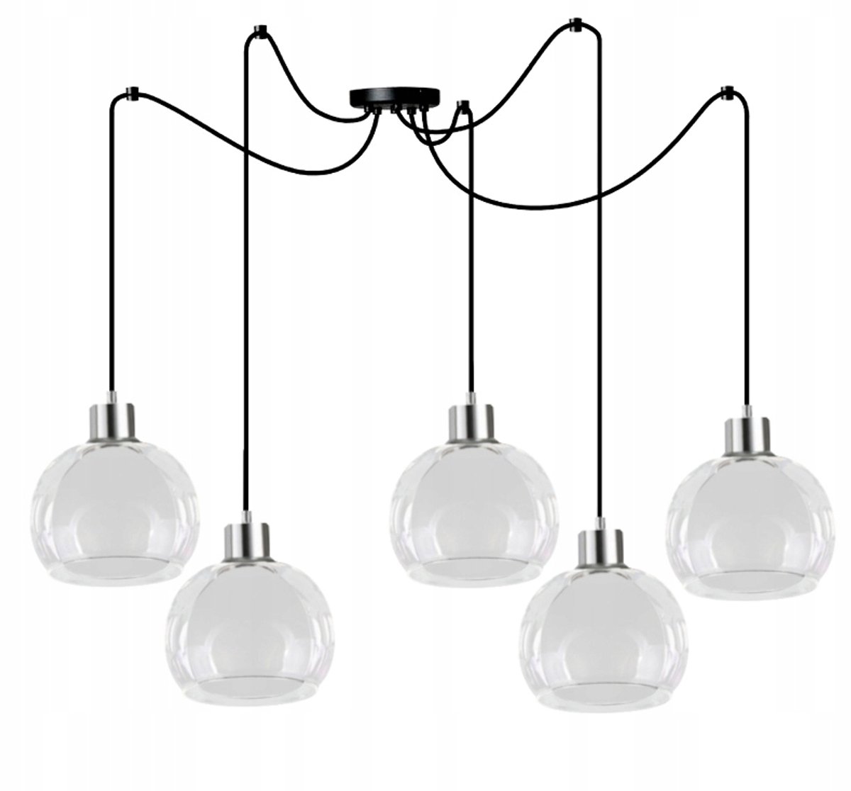 Hanglamp DUO 7-200P Zwart/Chroom E27 5x60W