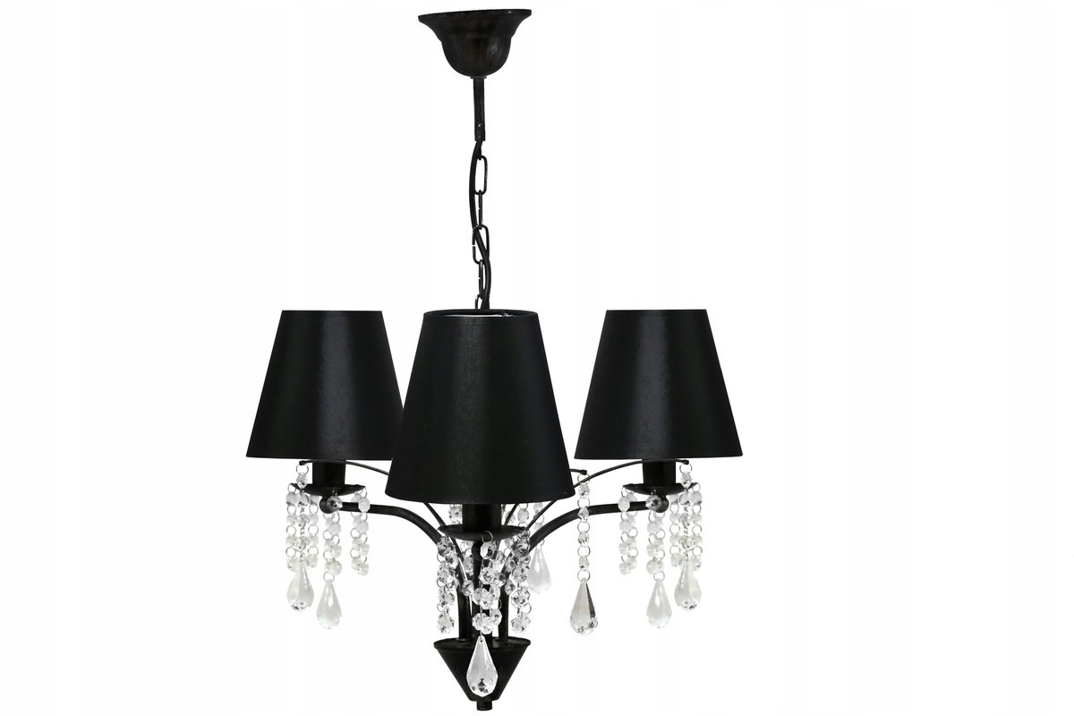 Luxe Hanglamp met Kristallen en Zwarte Kap - 55cm Breedte