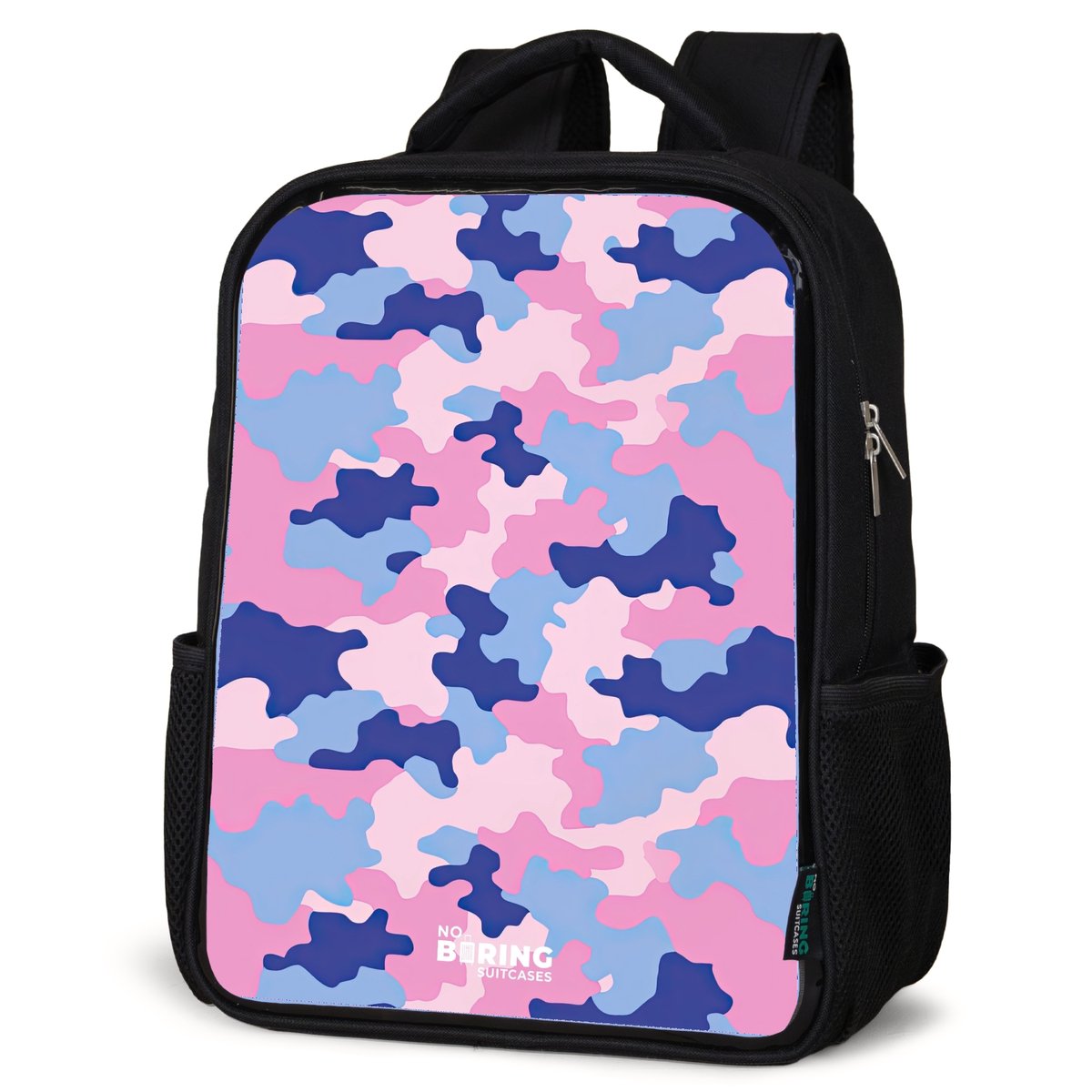 NoBoringSuitcases.com® - Rugzak zwart meisjes - Schooltas meisje - NoBoringSuitcases.com® - Rugzak zwart - Schooltas jongen & meisje - Camouflage - Roze - Blauw - Rugtas voor school - Boekentas kind - Schoolrugzak - Kinderrugzak
