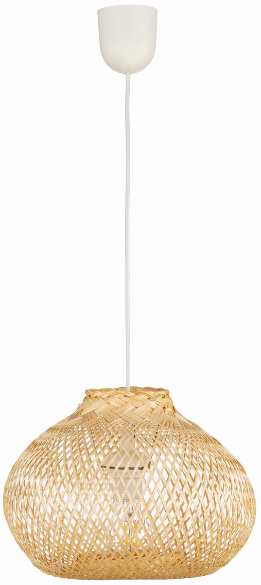 Bamboe Hanglamp Wit BOHO Stijl 30cm - Natuurlijk Design