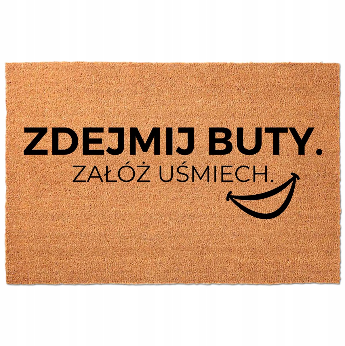 Kokosmat Deurmat Beige 40x60cm - "Zet Je Schoenen Uit, Zet Een Lach Op"
