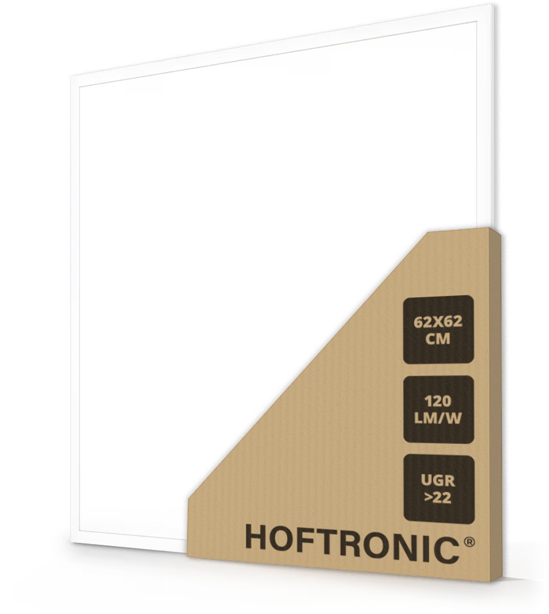 HOFTRONIC LED Paneel - 62 x 62 cm - 36 Watt - 4320lm (120lm/W) - 4000K neutraal wit - Flikkervrij - UGR22 - 50.000 branduren - Incl. Philips Certa Drive driver