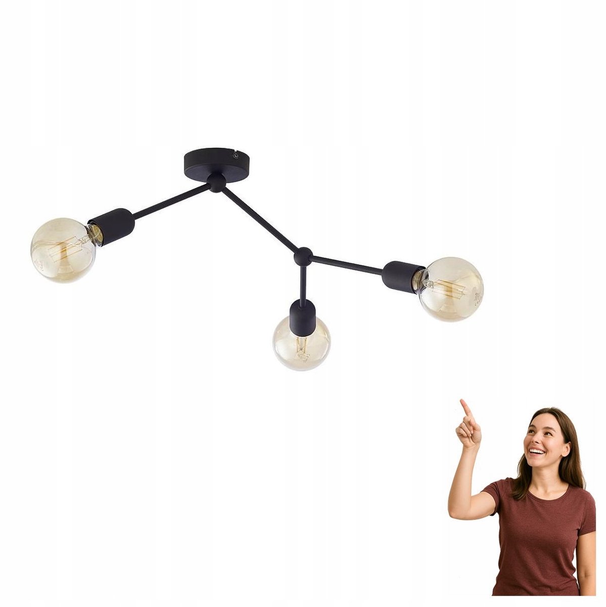 FANTASY 3128 TK Lighting Plafondlamp - Zwart Metaal, 3xE27