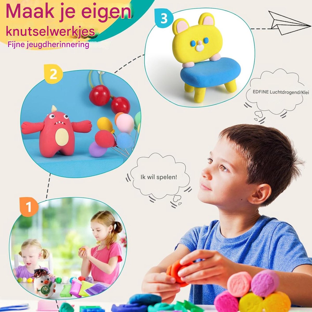 Vitdipy - Modelleerklei Set - 36-delig - Ultralichte Luchtdrogende Klei - Met Gereedschap - Voor DIY Knutselen & Creatieve Kunst - Meerkleurig - Voor Kinderen — afbeelding 6