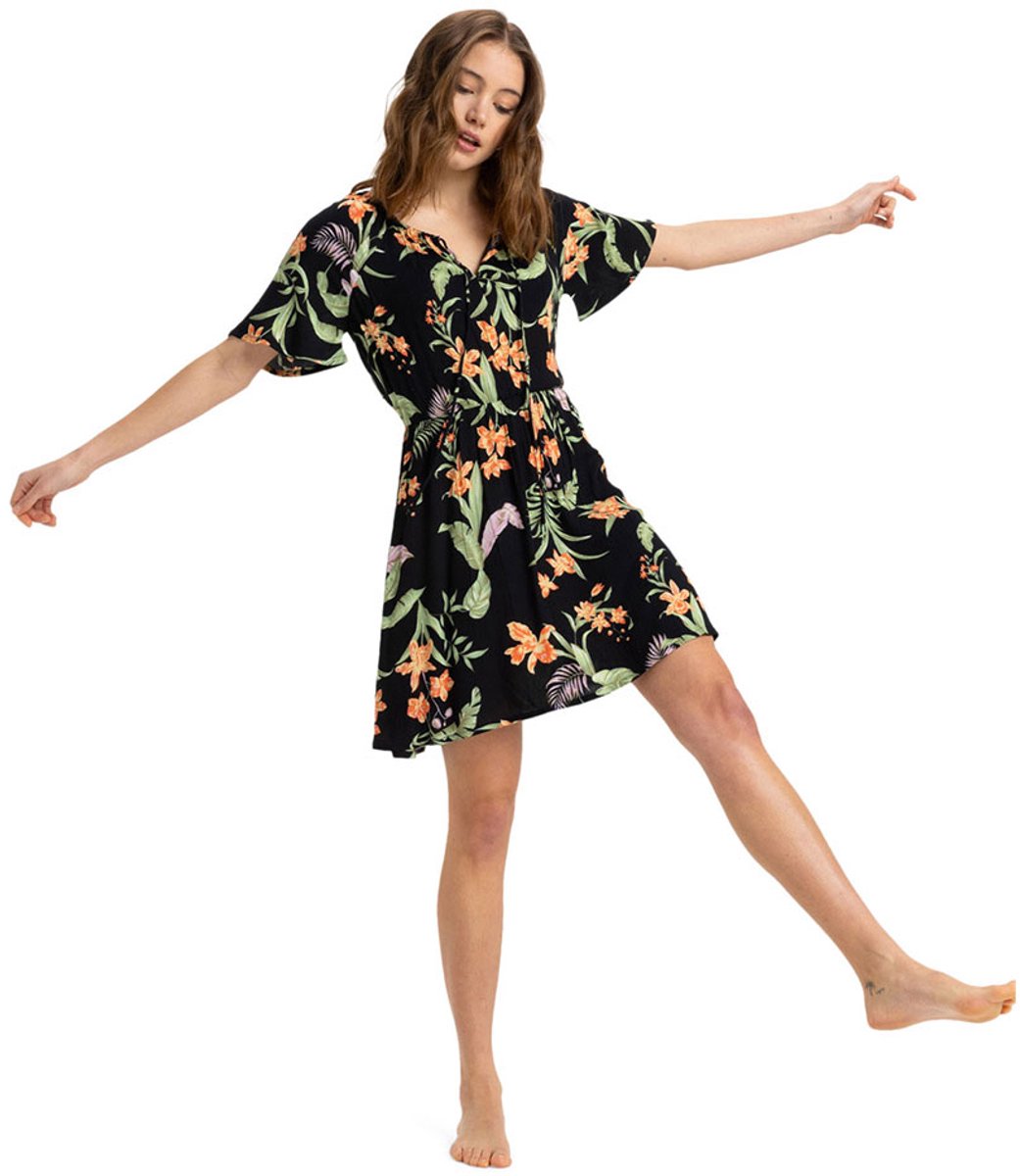 Roxy Tropical Tides Crinkle Korte Jurk XS Vrouw Antraciet