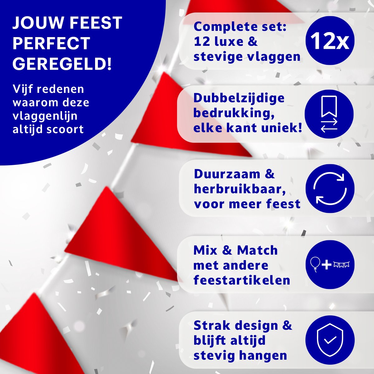 Rode Slingers Vlaggenlijn Rood Verjaardag Slinger Verjaardag Versiering Feest Valentijn Versiering Decoratie Rood - 10 Meter — afbeelding 4