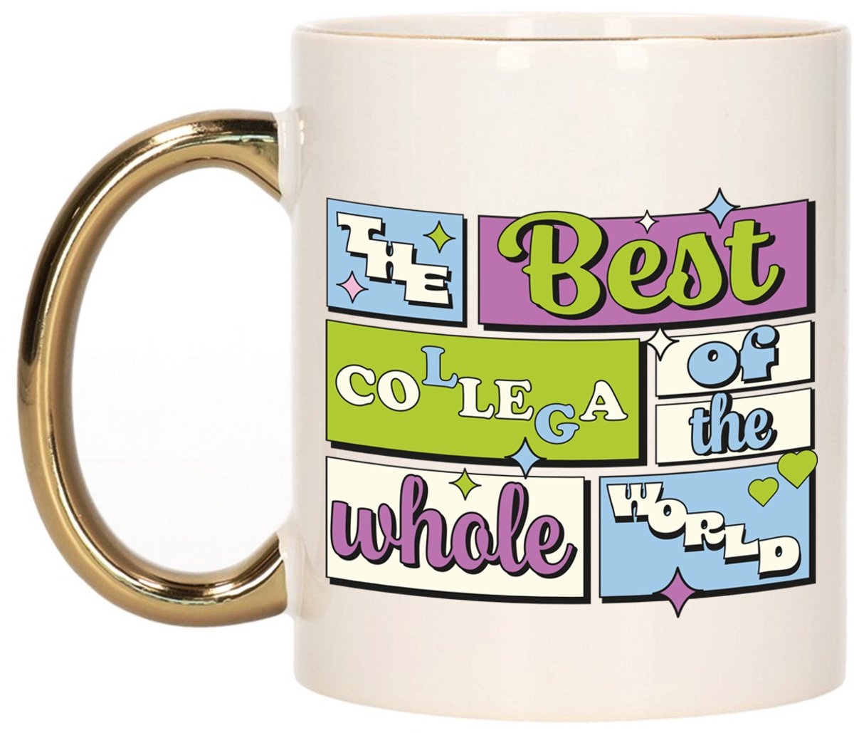 Bellatio Decorations Cadeau koffie/thee mok - de beste collega - van de wereld - goud - 300 ml