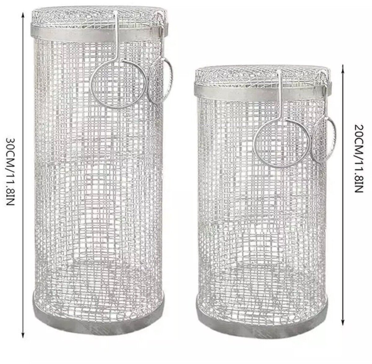 Rollende grillmand van roestvrij staal, BBQ-buitengereedschap + 2 borstels