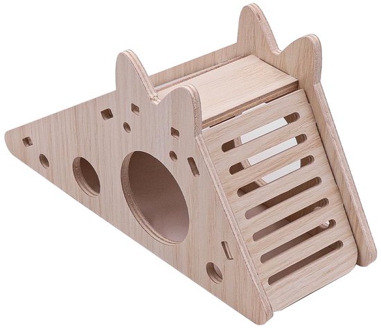 Houten Hamsterhuis - Gerbilhuis - Klein - Met Ladder en Glijbaan