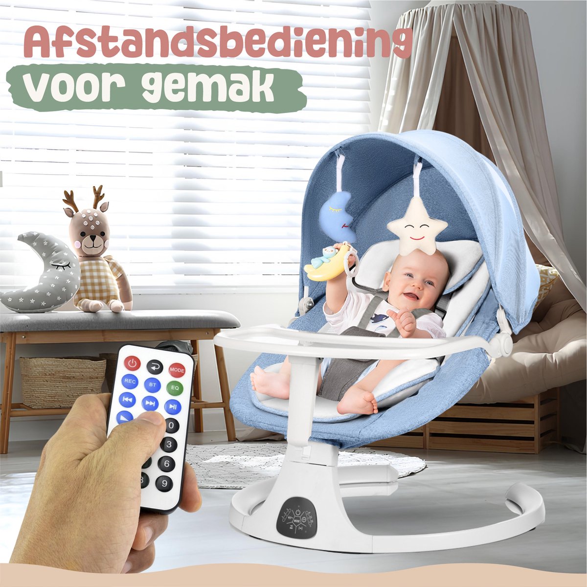 Elovia Elektrische Wipstoel - Muziek en Swing Opties - Blauw thumbnail 3