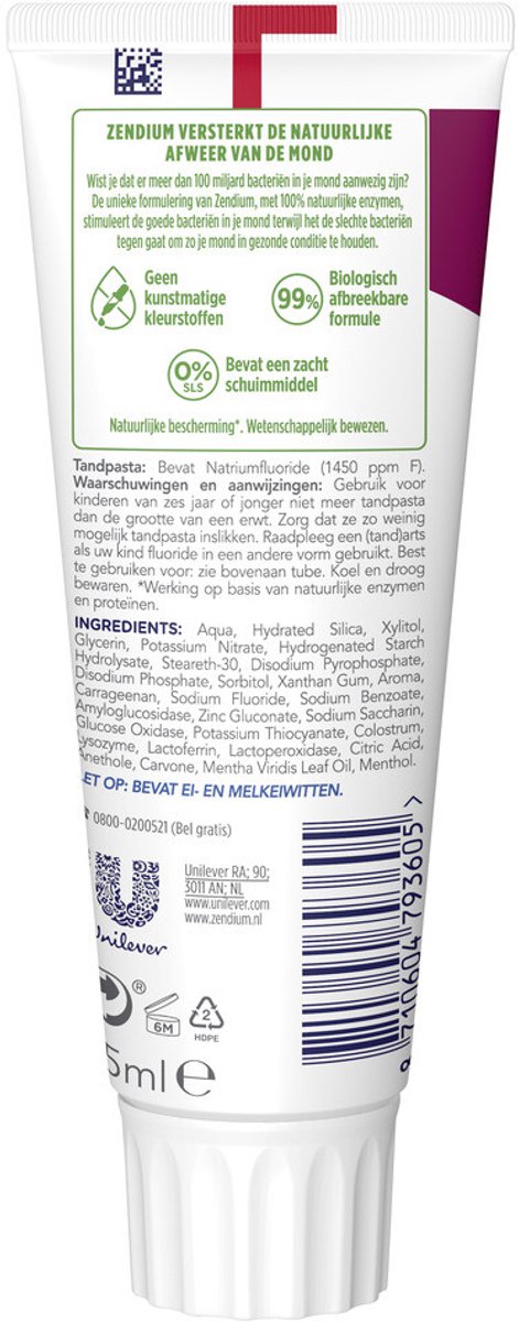 5x Zendium Tandpasta Sensitive Whitener 75 ml