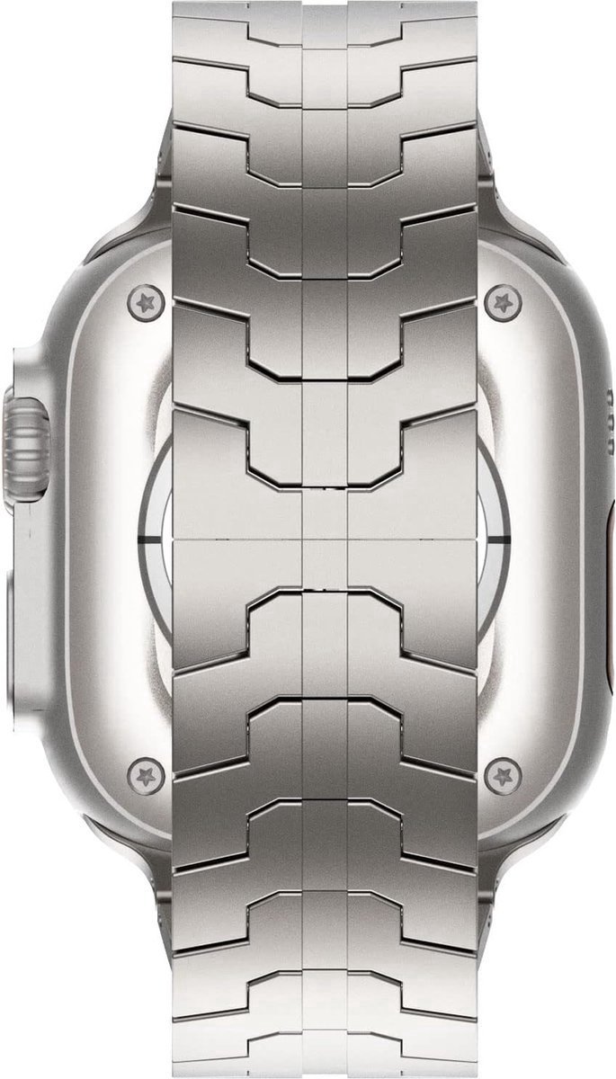 Go Go Gadget - RVS Band - Titanium - Geschikt voor Apple Watch 42mm, 44mm, 45mm, 46mm, 49mm Vlindergesp - Titanium