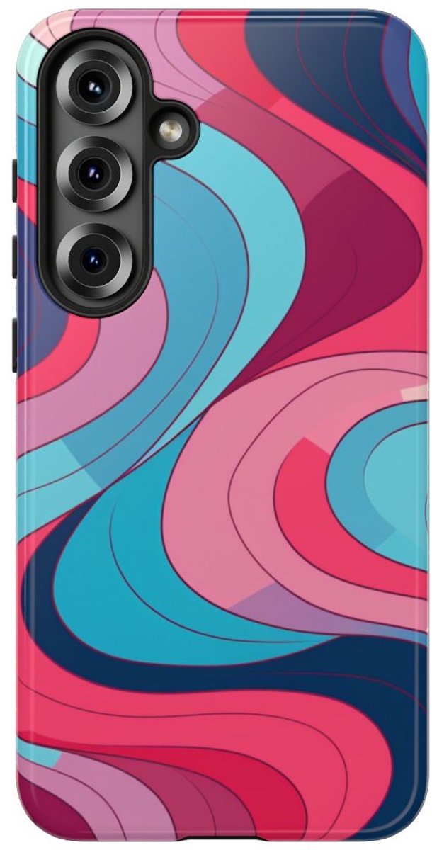 Retro Golvend Abstract Patroon – Telefoonhoesje Geschikt voor Samsung Galaxy S25 Plus