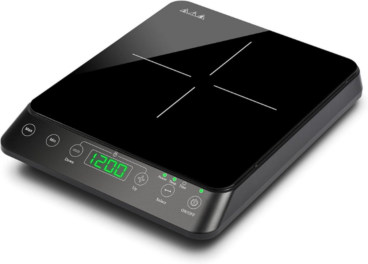 Inductiekookplaat 2000 Watt - 10 Vermogensstanden - Compact Formaat - Zwart Design - Touchbediening - Energiezuinig Koken