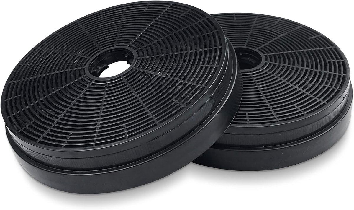 TuseRxln Koolstoffilters voor Afzuigkappen – Universeel Passend Voor Rond Model 175mm – Actieve Kool – 2 Stuks – Keuken – Zwart