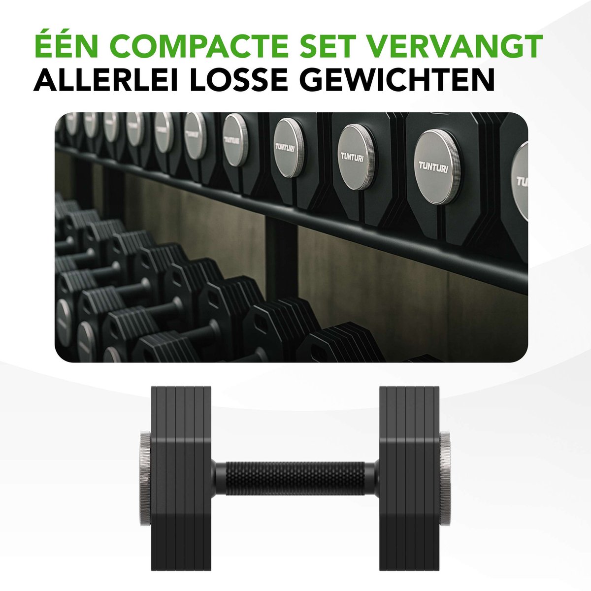 Tunturi Rapid Verstelbare Dumbbell – Verstelbaar van 4 tot 28 kg – 25 gewichten in één – Gewichtenset voor thuis – foto 4