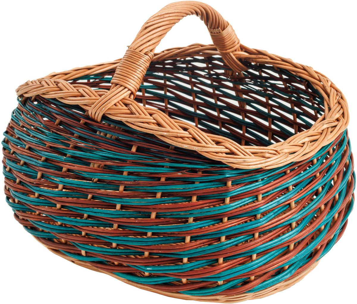 BOGATECO natuurlijke rieten mand met handvat | Grote boodschappenmand 40X22X30 | Handgeweven, verkrijgbaar in twee kleuren | Opbergmand | Marktmand | GROENTE