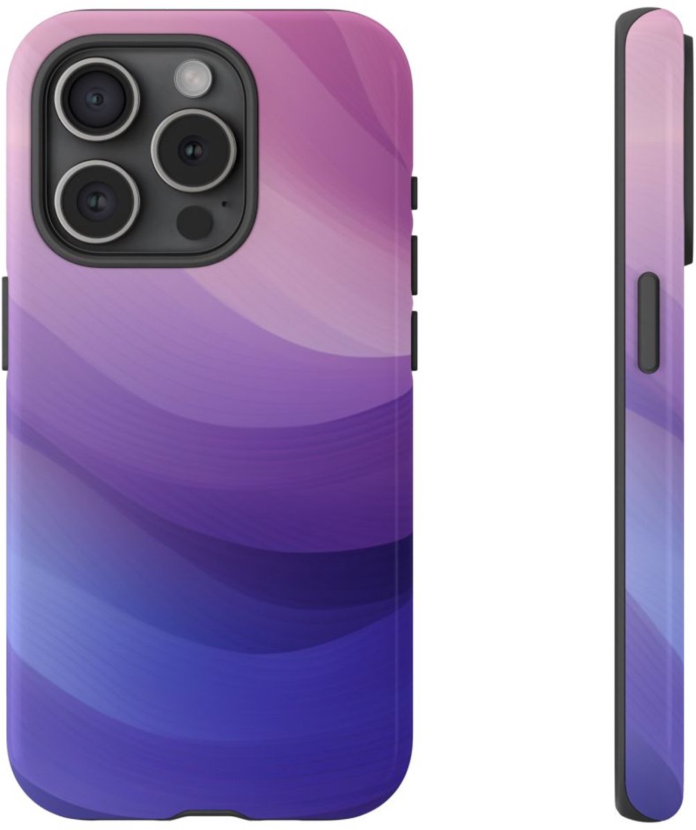 Paarse Gradient Abstracte Golven – Telefoonhoesje Geschikt voor iPhone 15 Pro