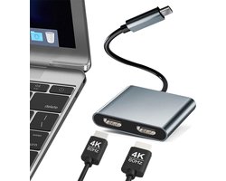 USB Type-C naar HDMI Dual Monitor Adapter geschikt voor HP/Dell/Surface/Lenovo/Thinkpad laptops
