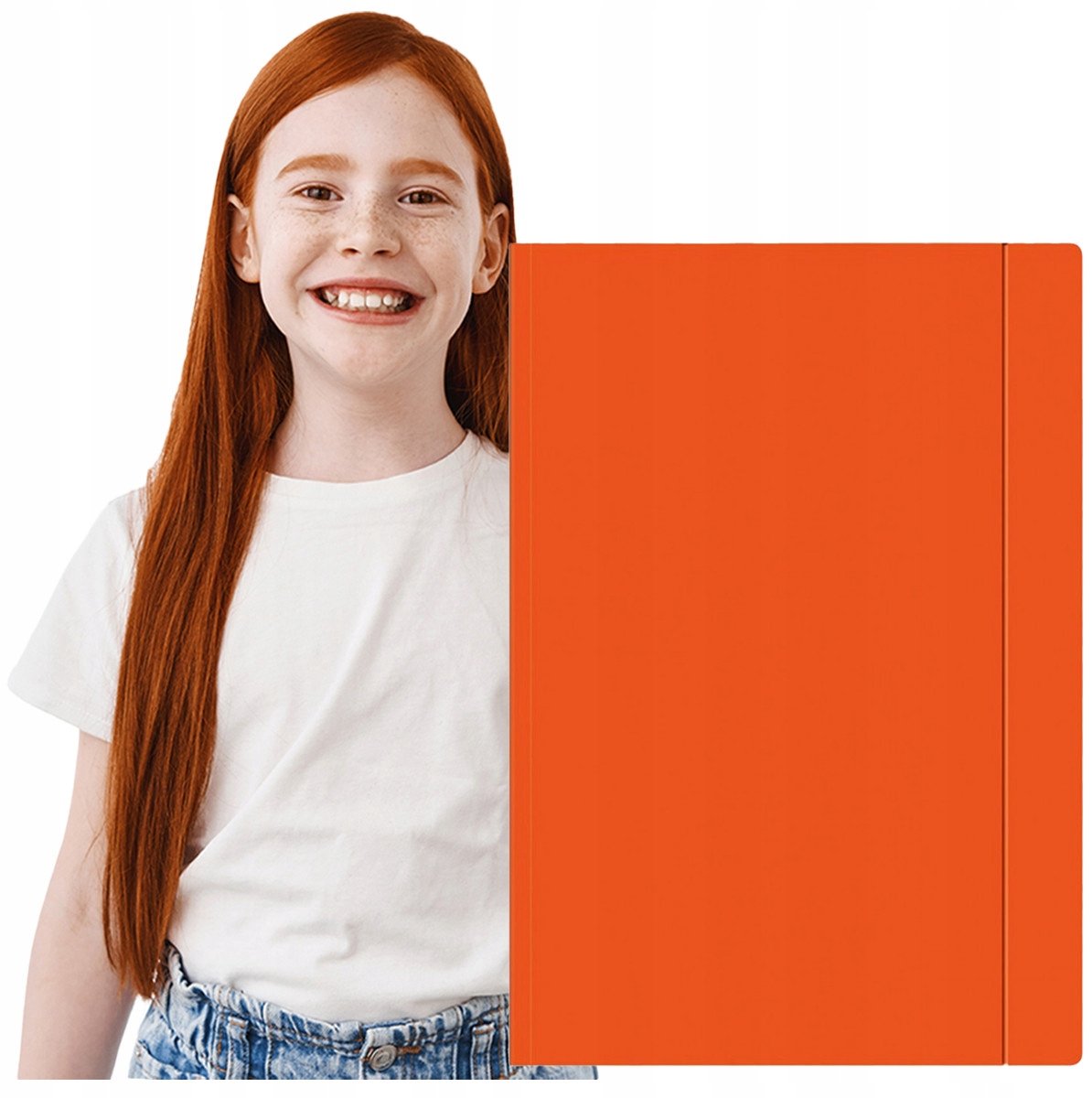 A4+ Map met Elastiek - Fel Oranje - 300g Karton