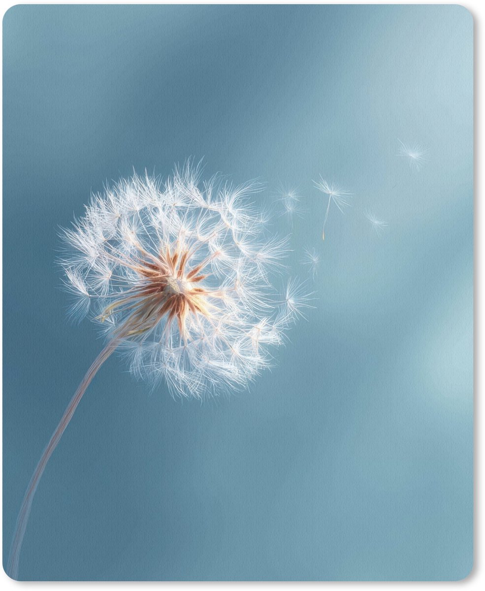 Muismat 19x23 cm - Mousepad Paardenbloem - Wind - Blauw - Muismatten