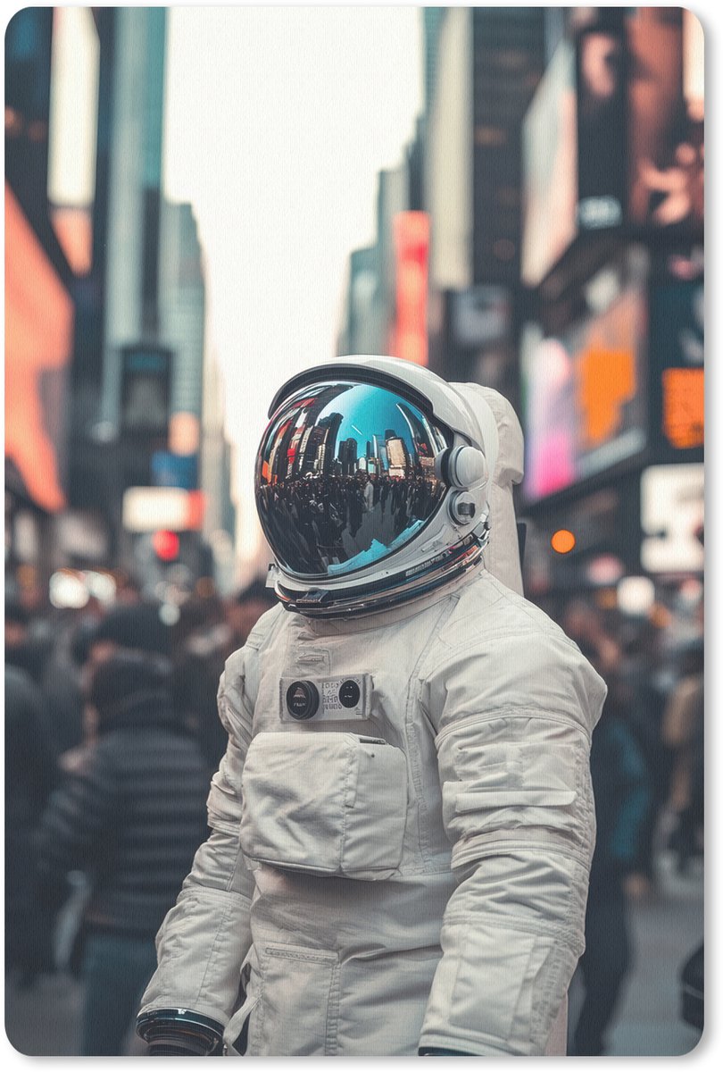 Muismat 18x27 cm - Mousepad Stad - Mensen - Astronaut - Wit - Muismatten