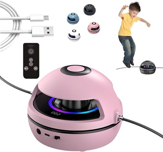 Springtouw machine - Slimme springtouwmachine - elektrisch muziekspringtouw - slim teltouw - snelheidsniveaus van 1-10 - Bluetooth-afstandsbediening - interactief voor ouder en kind - voor kinderen van 4-12 jaar en volwassenen