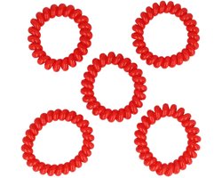 Haarsoires Haarelastieken Invisibobble - Basic - Telefoondraad - Rood - Set van 5 - Spiraal Haar Elastieken - Haarvriendelijk