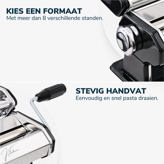 Kitchenz® Pastamachine Zwart - Inclusief Ravioli Opzetstuk & Pasta Receptenboek - Pastamaker & Pasta Starterset voor Zelfgemaakte Pasta van Merkloos — afbeelding 5