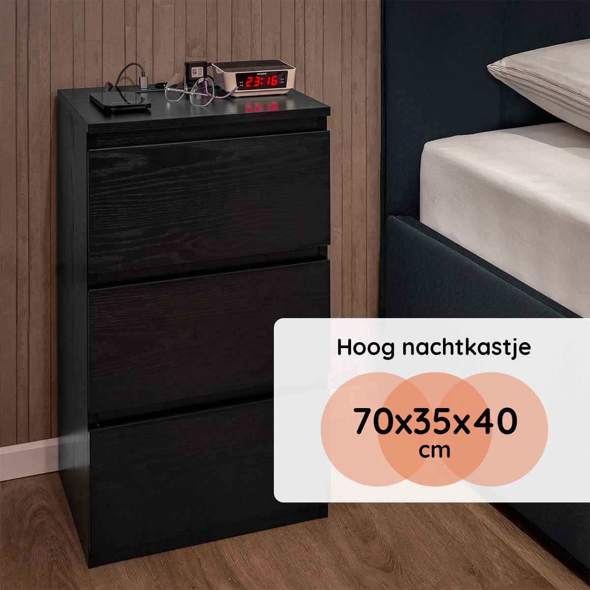 Casamoda Casamoda Extra Hoge Nachtkastjes Set - afbeelding 3