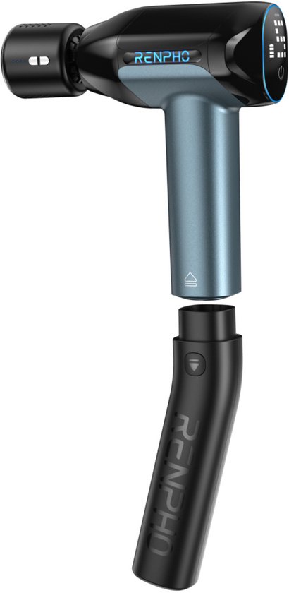 RENPHO Thermacool Reach 2 Massage Gun - Inclusief 6 massagekoppen - Verwarmende en Koelende functie - 8mm amplitude - Cyaan - RENPHO - €131,00