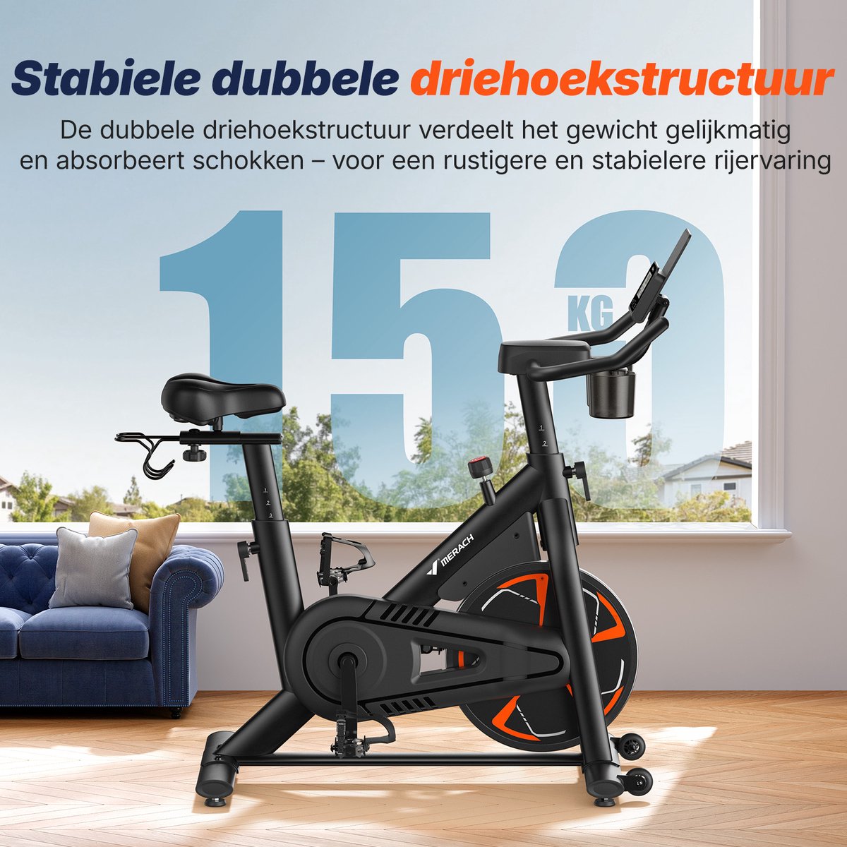 MERACH Magnetische Hometrainer - Vliegwiel 8 kg - 8 Niveaus Vloeibare Weerstand - LCD-scherm - Maximaal Gewicht 120 kg - Stil thumbnail 5
