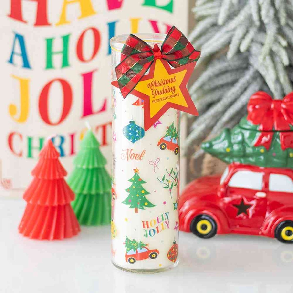 Something Different Nostalgic Christmas Print Christmas Pudding Scented Tube Geurkaars - Multicolours