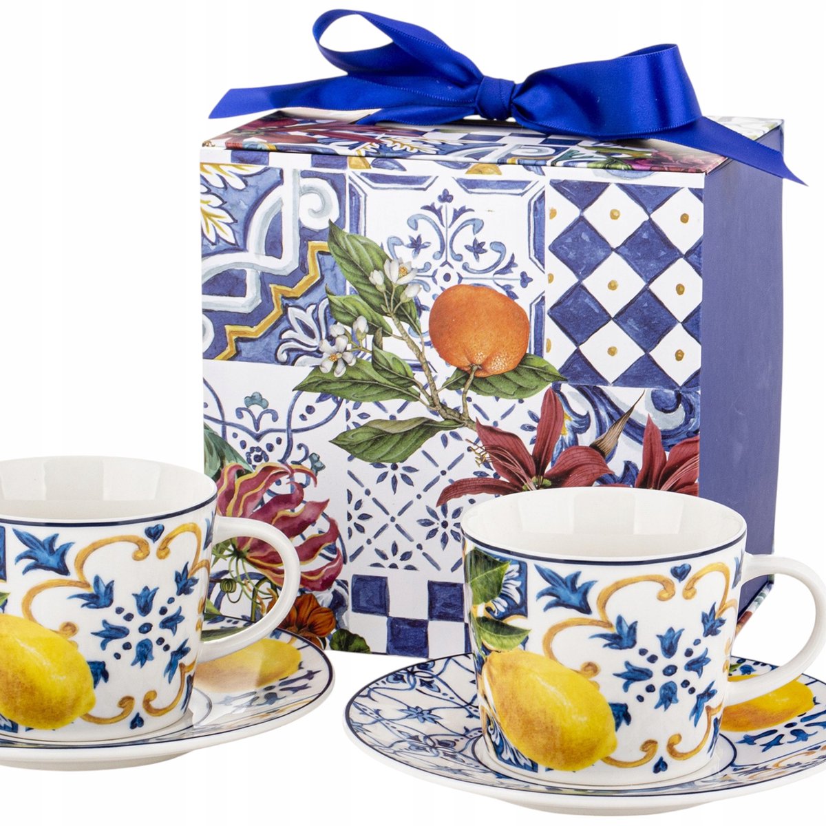 Porseleinen Kopjes Set (2 stuks) met Schotels - Cadeau verpakking